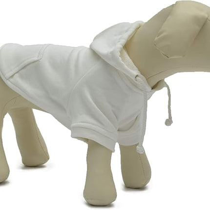 Lovelonglong Blank Basic Hoodie Sweatshirt for Dogs 100% Cotton Fits Small Medium Dachshund Large Dog Off White XXL