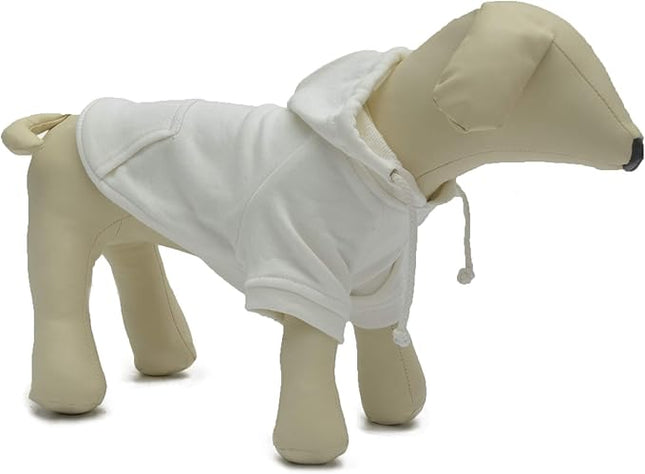Lovelonglong Blank Basic Hoodie Sweatshirt for Dogs 100% Cotton Fits Small Medium Dachshund Large Dog Off White XXL