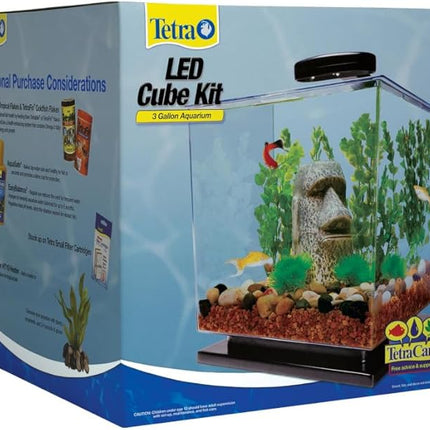 Tetra 3 Gallon Fish Tank, Aquarium Starter Kit with Pedestal Base, LED Light and Filter, For small tropical fish, guppies, goldfish, or betta
