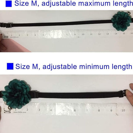 Everflowering Rose Flower Cat Dog Collar Bow Tie - Suede Puppy Necklace with Bell - Chihuahua Yorkie Girl Clothes Costume Outfits Accessory, Adjustable and Handmade (Purple, Size M)