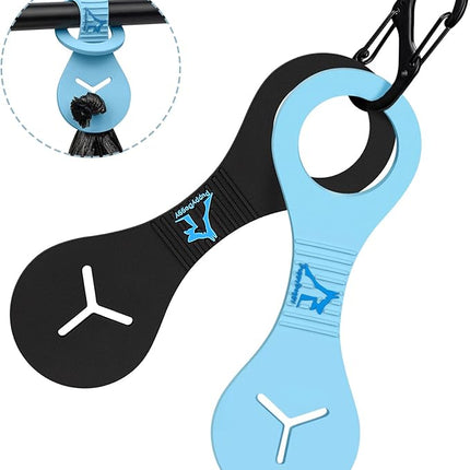 PuppyDoggy Dog Poop Bag Holder for Leash Waste Bag Carrier Dog Poop Bag Dispenser for Walking Running Bicycle Accessory 2 Pieces (Black + Blue)