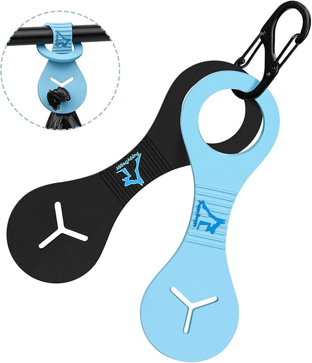 PuppyDoggy Dog Poop Bag Holder for Leash Waste Bag Carrier Dog Poop Bag Dispenser for Walking Running Bicycle Accessory 2 Pieces (Black + Blue)