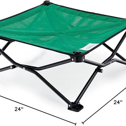 Coolaroo On-The-Go Elevated Dog Bed - Foldable Pop-Up Travel Dog Bed with Breathable, Moisture-Resistant Fabric, Carry Bag Included, Lightweight & Portable, Emerald Green, Standard