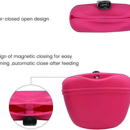 AUDWUD Silicone Dog Treat Pouch,With Dog Training Clicker,Clip on Portable Training Container,Convenient Magnetic Buckle Closing and Upgraded Waist Clip for Enhanced Stability