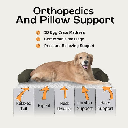Dog Bed Large Sized Dogs-Orthopedic Waterproof Bed for Dogs,Large Dog Beds with Washable Removable Cover & Non-Slip Bottom