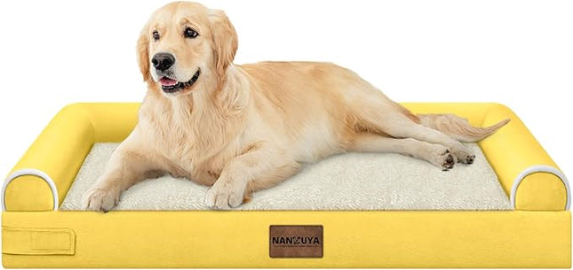 Large Dog Bed Orthopedic Washable: Beds Bolster XL Bed Medium Large Dogs Egg Crate Foam Couch Sofa Waterproof with Removable Cover - Ginger