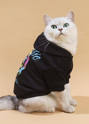 QWEEE Stylish Dog Clothes - Cat & Kitten Puppy Dog Sweatshirt - Black Small to Large