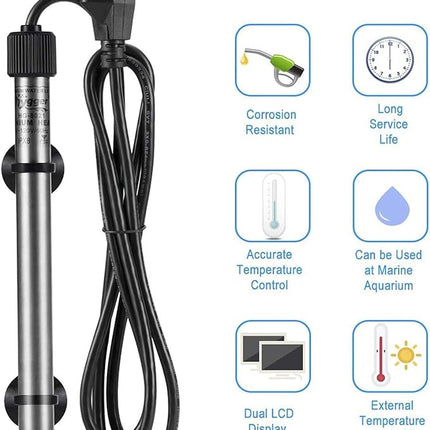 hygger Pinpoint Saltwater Aquarium Heater with Digital Temp Controller, Submersible Titanium Tube Fish Tank Heater for Coral Reef 50 Watt