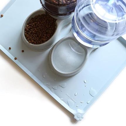 Hoki Found Large Silicone Pet Food Mats Tray - Non Slip Pet Bowl Mats Placemat - Dog Pet Cat Feeding Mat - Waterproof Dog Cat Food Mats -Pet Water Mats for Floors - Frost