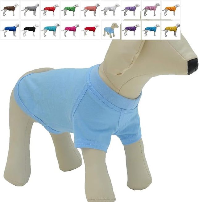 Lovelonglong Pet Clothing Dog Costumes Basic Blank T-Shirt Tee Shirts for Medium Dogs Light-Blue XXL