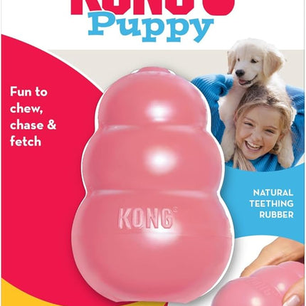 KONG Puppy - Natural Teething Rubber Chew Toy for Dogs - Stuffable Dog Toy for Extended Playtime - Chew & Fetch Toy for Puppies - for Large Puppies - Pink