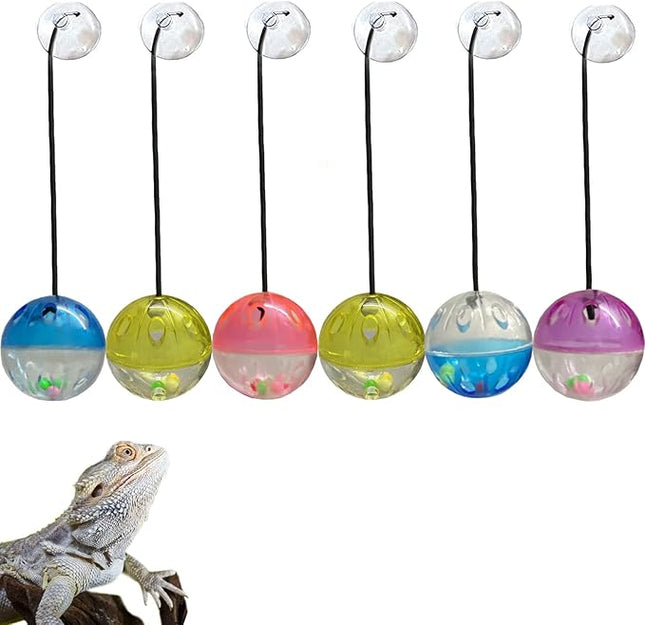 6 Pack Bearded Dragon Toys Balls Bell,Bearded Dragon Accessories,Fit for Lizard Small Reptile Habitat Terrarium Tank