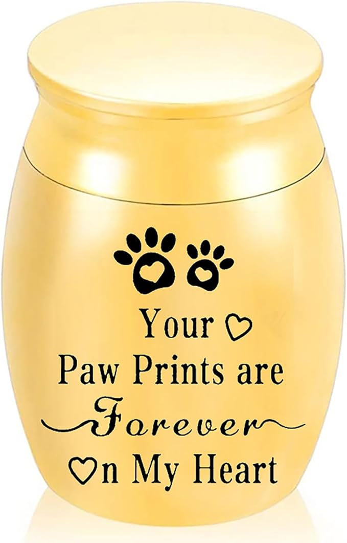 Small Pet Urns for Dogs Ashes Mini Urn Dog Ashes Cremation Keepsake Pet Memorial Urns Gift， Gold