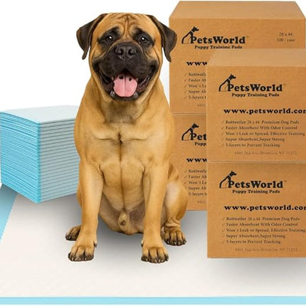 PETSWORLD 2XL Puppy Pads, 28x44 Inch, 400 Count| Ultra-Absorbent, Leak-Proof Dog Pee Pads for Potty Training