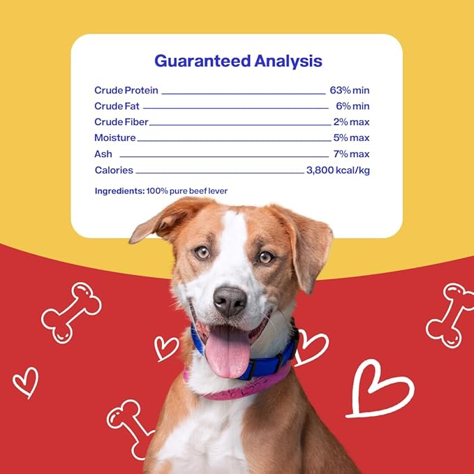 100% Pure Beef Liver Bites, Healthy Freeze Dried Dog Treats, 17.6 oz, All Natural, Grain Free, High Protein & Zero Additives, Made in USA, Packed with Nutrients and Vitamins