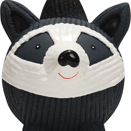 HuggleHounds Ruff-Tex Latex Ball Dog Toy - Dog Toys Rubber, Puppy Toys, Puppy Essentials, Heavy Duty Squeaky Ball for Small, Medium & Large Dogs, All Breeds - Reggie Raccoon, Large