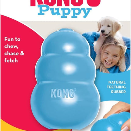 KONG Puppy - Natural Teething Rubber Chew Toy for Dogs - Stuffable Dog Toy for Extended Playtime - Chew & Fetch Toy for Puppies - For Large Puppies - Blue