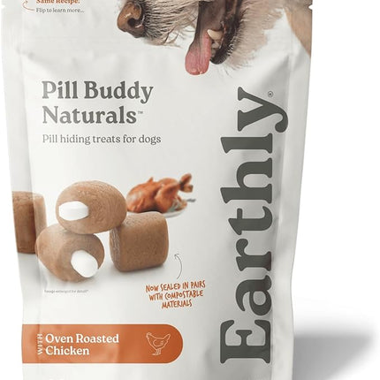Earthly Pill Buddy Naturals - Chicken Recipe Pill Hiding Treats for Dogs - Make A Perfect Pill Concealing Pocket Or Pouch for Any Size Medication - 90 Servings