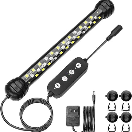 SEAOURA Led Aquarium Light with Timer, Submersible Aquarium Plant Light, Fish Tank Light with Auto On/Off, 3 Lighting Modes, Adjustable Brightness (7 inch for 7.8-17inch Planted Tank), 5W