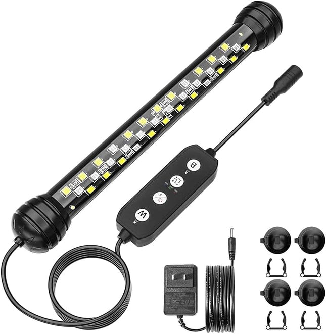 SEAOURA Led Aquarium Light with Timer, Submersible Aquarium Plant Light, Fish Tank Light with Auto On/Off, 3 Lighting Modes, Adjustable Brightness (7 inch for 7.8-17inch Planted Tank), 5W