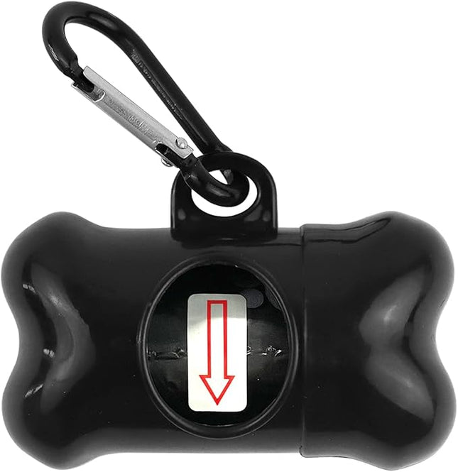 Dog Poop Bags Dispenser with Carabiner Clip, Doggy Poop Bag Holders for Leashes Include 1 Roll (15 Bags) Leak-Proof Large Lavender Scented Doggie Pet Waste Bags,Dog Accessories, Black