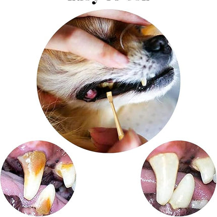 Hotop 3 Pieces Dog Dental Tooth Scaler and Scraper Stainless Double Headed Tarter Removing Tool Scraper Pet Teeth Cleaning Tools for Dog and Cat(Gold)