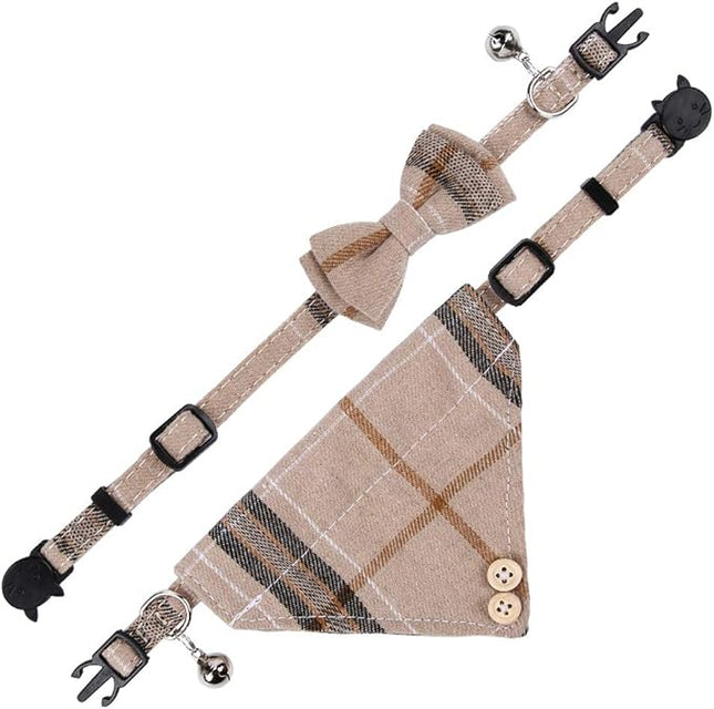 Faleela Breakaway Cat Collar with Bells - 2 Pack Cat Collar with Bells, Cat Collars with Bandana, Accessories for Pet Collars, Adjustable for Cats and Small Dogs