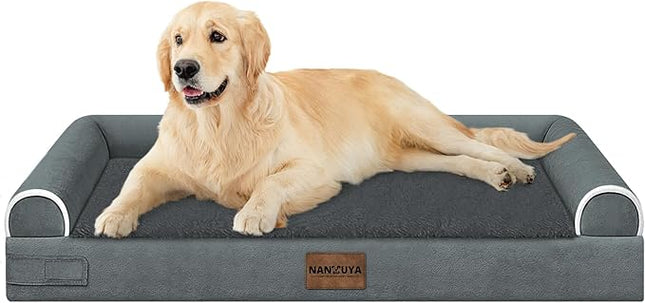Large Dog Bed Orthopedic Washable: Beds Bolster XL Bed Big XLarge Dogs Memory Foam Sofa Couch Waterproof Removable Cover - Dark Grey
