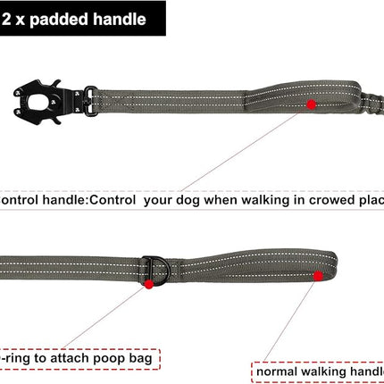 ICEFANG Tactical Dog Leash,K9 Training Walking Bungee Lead with 2 Control Handle,Heavy Duty Quick Release Metal Clasp,for Medium Large Breed (Reflective Green, 6 FT)