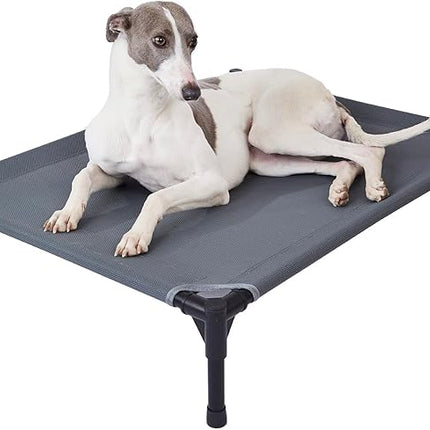 pettycare Elevated Outdoor Dog Bed - Dog Cots for Medium Pet, Heavy Duty Raised Cot Waterproof, Cooling Pets Bed with Washable Durable Teslin Mesh and Non Slip Feet, 32 Inches, Grey