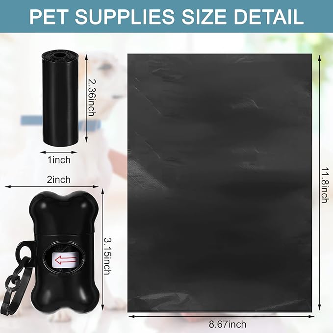 Teling 3000 Count Dog Poop Bags Pet Waste Bags for Poop with 3 Dispensers for Home, Outdoor, Puppy Walking, and Travel, 12 x 8.6 Inch(Black)
