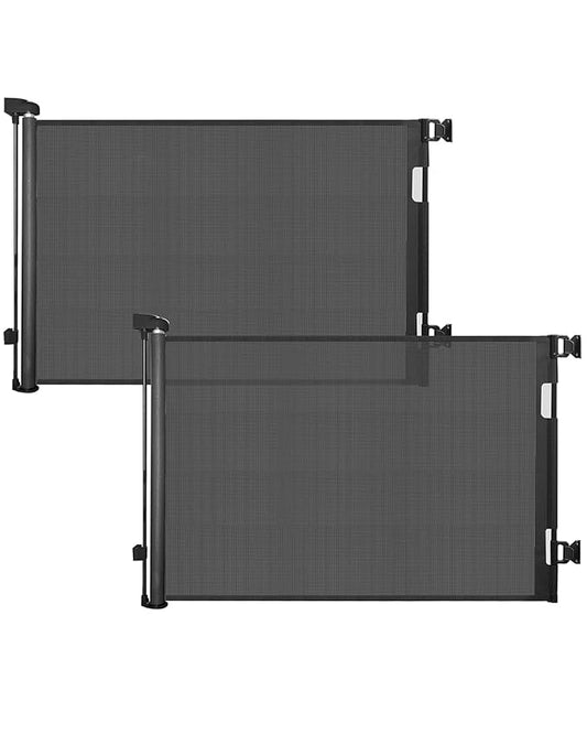 (2 Pack) Retractable Baby Gate for Doorways and Stairs, Mesh Safety Gate for Pet, Indoor & Outdoor Use, One-Hand Operation, Easy Installation, 33.6" Tall, Expands to 55" Wide（Black,33.6"x55"