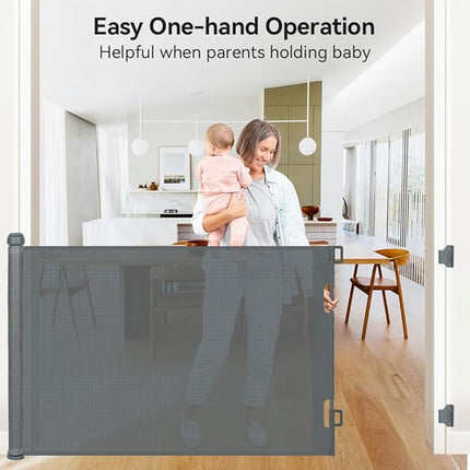 COMOMY 118" Retractable Baby Gates Extra Wide, Retractable Dog Gate for Large Openings, Extra Long Dog Gates for The House, Extra Large Mesh Pet Gate for Stairs, Doorways, Hallways, Indoor&Outdoor