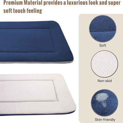 Magic Dog Bed - Soft Crate Pad Mat for Medium/Large Dogs, 36 Inch Machine Washable Kennel Pad with Non-Slip Bottom, Dark Blue