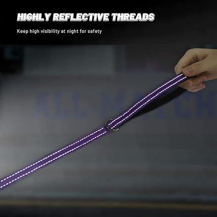 Roses&Poetry Reflective Small Dog Collar and Leash Set, Puppy Collars and Leashes with Gradient Violet, Adjustable Durable Nylon Soft Pet Leash and Collar for Girl and Boy Dogs （Violet-S