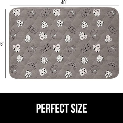 GORILLA GRIP Washable Puppy Pads, 40x26, Slip Resistant Dog Crate Mat, Waterproof Cloth Pee Pad for Training Puppies in Playpen, Reusable Pet Incontinence Blanket, Protects Sofa, Dog Faces