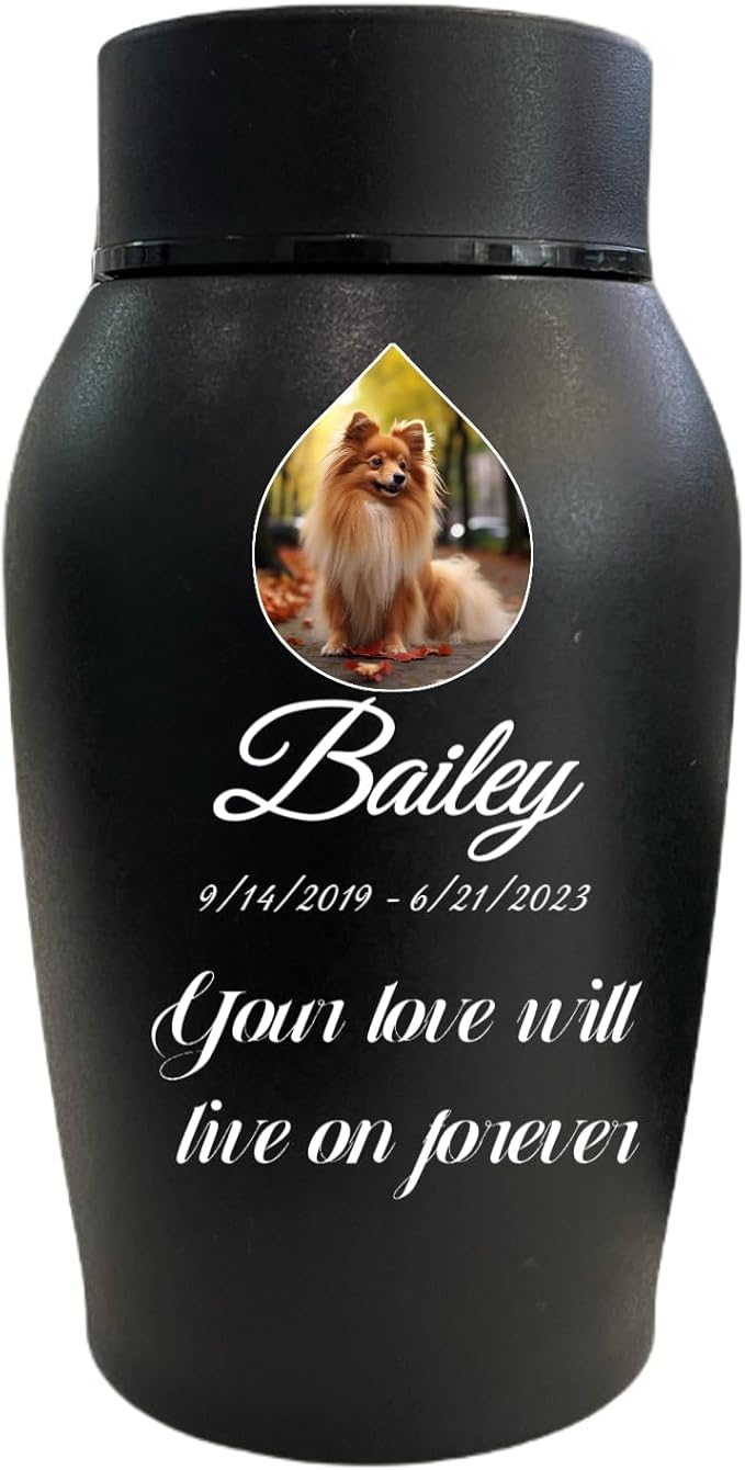 Personalized Dog Urn, Stainless Steel Cremation urns for Pets Ashes, Custom Photo Pet Memorials Pet Urn, CremationUrn for Pet Ashes(Drop Shape)
