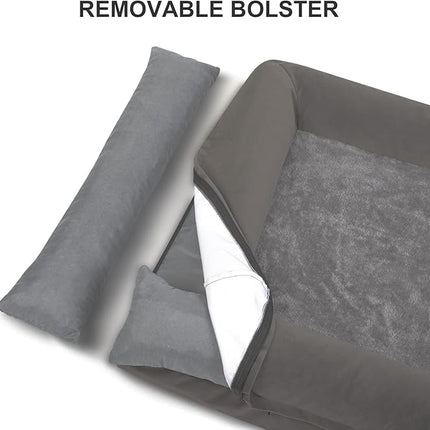 Dog Beds for Extra Large Dogs, Orthopedic Egg Crate Foam Dog Bed with Removable Washable Cover, Waterproof Non-Slip Bottom 4-Sides Removable Bolster XL Pet Couch, Olive Green