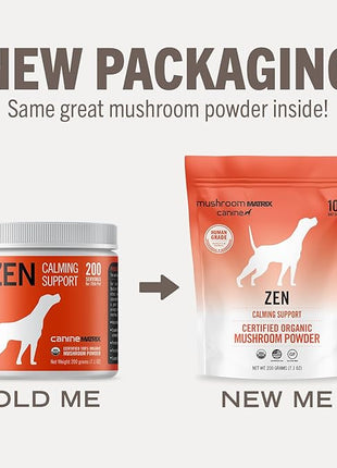 Om Mushroom Matrix Zen Matrix Mushroom Blend Pet Supplement, Provides Calming Soothing Support for Dogs & Cats, 200 Grams, 7.1 oz