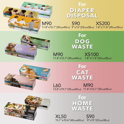 BOS Odor-Sealing Kitchen, Home & Food Small Trash Bags for Waste- Disposable Bags - Scent & Smell Free (50 Bags) [Size XL, Color White]