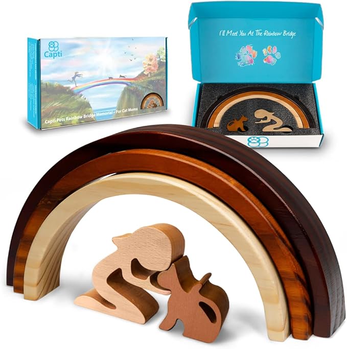 Capti Rainbow Bridge Cat Memorial Gifts - I'll Meet You at The Rainbow Bridge - Pet Loss Gifts, Bereavement, Sympathy Keepsake Cat Mom Gifts for Loss of Pet