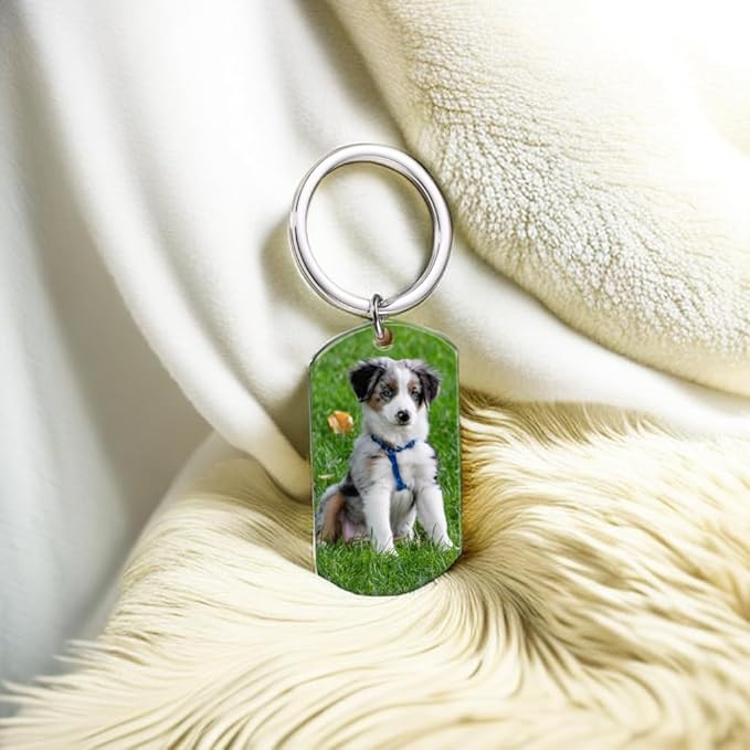 Funnylife Personalized Pet Memorial Keychain for Dogs Custom Dog Picture Keychain Pet Keepsake Loss of Dog Sympathy Gifts