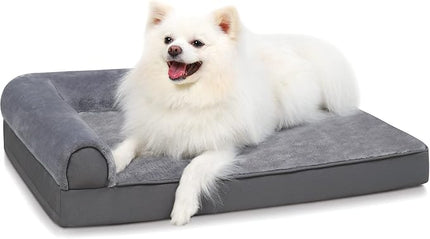 KSIIA Orthopedic Dog Bed - Waterproof Dog Couch Bed with Egg Crate Foam & Nonskid Bottom, 30 x 20 Inch, Gray