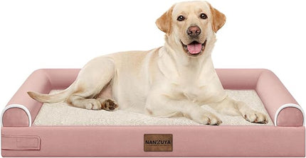Large Dog Bed Orthopedic Washable: Beds Bolster XL Bed Large Big Dogs Egg Crate Foam Couch Sofa Waterproof with Removable Cover - Pink