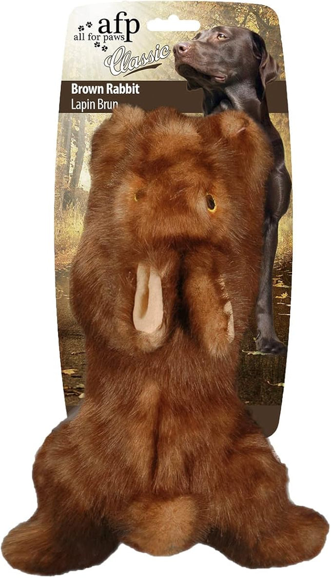 ALL FOR PAWS Squeaky Dog Toys, Dog Stuffed Animal Toys, Plush Toy for Small Medium Large Dogs, Puppy Chew Toy with Squeaker, Brown Rabbit-S