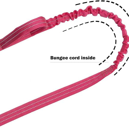 ICEFANG Tactical Dog Leash,K9 Training Walking Bungee Lead with 2 Control Handle,Heavy Duty Quick Release Metal Clasp,for Medium Large Breed (Reflective Pink, 6 FT)