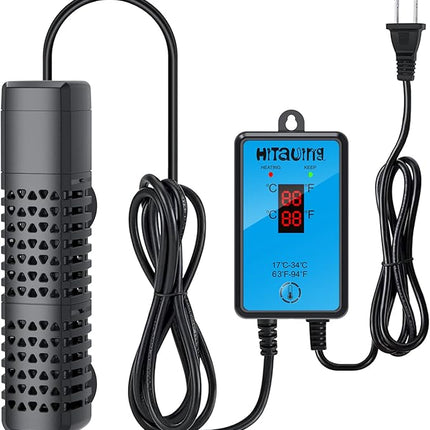 HiTauing Aquarium Heater, Upgraded 100W Fish Tank Heater with Intelligent Leaving Water Automatically Stop Heating and Advanced Temperature Control System, Suitable for Saltwater and Freshwater