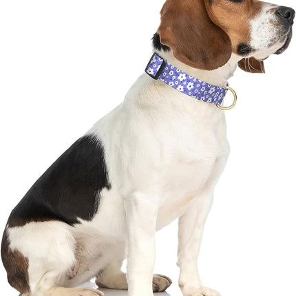 Rnivvi Dog Collar for Medium Dogs, Cute Heavy Duty Adjustable Puppy Collar with Quick Release Buckle for Boy Girl & Female, Pet Accessories for Walking Running, M Length 1" Width, Purple White