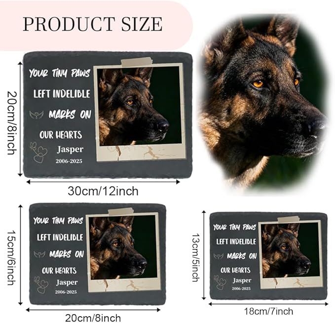 Dog Memorial Gifts for Loss of Dog, Personalized Pet Memorial Stone, Custom Dog Grave Marker with Name & Photo, Sympathy Gifts for Bereaved Pet Owners, Cemetery Decor (Style M)