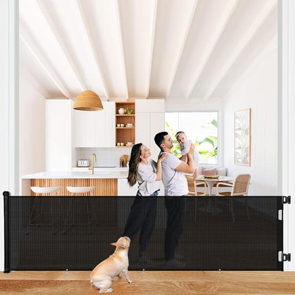 COMOMY 118" Retractable Baby Gates Extra Wide, Retractable Dog Gate for Large Openings, Extra Long Dog Gates for The House, Extra Large Mesh Pet Gate for Stairs, Doorways, Hallways, Indoor&Outdoor